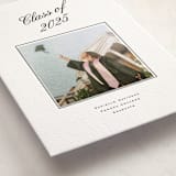 "Hayworth" - Letterpress Graduation Announcement Photo Mount Cards in Soft Black by Olivia Kanaley Inman - Premium Photo Paper Mounted on Card