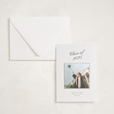 "Hayworth" - Letterpress Graduation Announcement Photo Mount Cards in Soft Black by Olivia Kanaley Inman - Card with Envelope