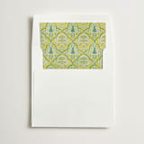 "Moroccan Print" - Slip-In Envelope Liners in Chatreuse by Gwen Bedat - Liner in white envelope