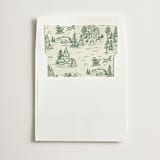 "Green Christmas Toile" - Slip-In Envelope Liners in Forest by Jennifer Lew - Liner in white envelope