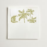 "Light Green Palm Trees" - Slip-In Envelope Liners in Pine by Lucrecia Caporale - Liner in white envelope