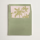 "Green & Pink Palm Trees" - Slip-In Envelope Liners in Seaweed by Lucrecia Caporale - Liner in envelope