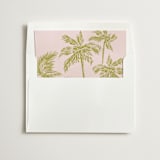 "Green & Pink Palm Trees" - Slip-In Envelope Liners in Seaweed by Lucrecia Caporale - Liner in white envelope