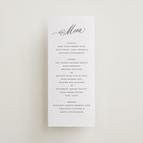 "Romantic Script" - Letterpress Menus in Soft Black by Susan Zinader - Front