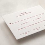 "Danbury" - Letterpress Bar and Bat Mitzvah RSVP Cards in Cherry by Megan Davis - Detail