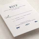 "Hepburn" - Letterpress Bar and Bat Mitzvah RSVP Cards in Navy by Megan Davis - Detail