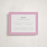 "delicate rattan" - Letterpress Bar and Bat Mitzvah RSVP Cards in Neon Pink by Ellen Schlegelmilch - Front