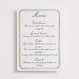 "Handwritten" - Letterpress Menus in Moss by Cass Loh - Front