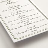 "Handwritten" - Letterpress Menus in Moss by Cass Loh - Detail