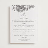 "Etchings of Roses" - Letterpress Menus in Soft Black by Chris Griffith - Front
