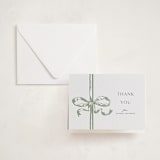 "Big Bow" - Letterpress Mitzvah Thank You Cards in Mint by Teju Reval - Front