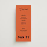 "Bold and Demure" - Menus in Amaro by Claire - Front