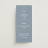 "Bevel Monogram" - Menus in French Blue by Carolyn MacLaren - Front