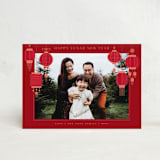 "Lanterns" - Lunar New Year Cards in Pomegranate by Jennifer Lew - Front