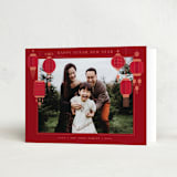 "Lanterns" - Lunar New Year Cards in Pomegranate by Jennifer Lew - Folded Card