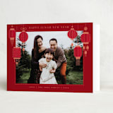"Lanterns" - Lunar New Year Cards in Pomegranate by Jennifer Lew - Folded Card