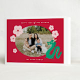 "Dragon Blossom" - Lunar New Year Cards in Ruby by Adelyn T. - Folded Card