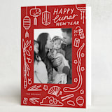 "Lunar Doodles" - Lunar New Year Cards in Jade by Abbigail Lim - Folded Card