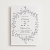 "Verdure Couronne" - Letterpress Wedding Invitations in Matte Silver | Pewter by Susan Moyal - Front