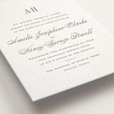 "Hepburn" - Letterpress Wedding Invitations in Moss by Megan Davis - Detail