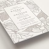 "Botanical Garden" - Letterpress Wedding Invitations in Dove Grey | Blind Deboss by Kaydi Bishop - Detail