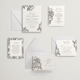 "Etchings of Roses" - Letterpress Wedding Invitations in Soft Black by Chris Griffith - Invitation Suite