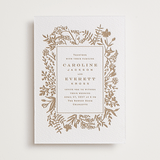 "Morning Fields" - Letterpress Wedding Invitations in Matte Gold by Amy Kross - Front