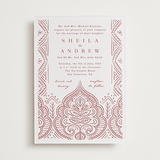 "Taj" - Letterpress Wedding Invitations in Rosewood by Kanika Mathur - Front