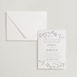 "Jasmine" - Letterpress Wedding Invitations in Ash by Vera Lim - Invitation with Envelope