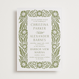 "Printed Floral" - Letterpress Wedding Invitations in Pistachio by Katharine Watson - Front