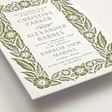 "Printed Floral" - Letterpress Wedding Invitations in Pistachio by Katharine Watson - Detail