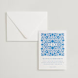 "floral stamp" - Letterpress Wedding Invitations in Sapphire by Stephanie Hawkes - Invitation with Envelope