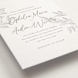 "Vine" - Letterpress Wedding Invitations in Warm Gray by Wildfield Paper Co - Detail