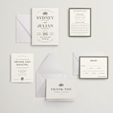 "Sequoia" - Letterpress Wedding Invitations in Moss by Robert and Stella - Invitation Suite