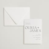 "Bold Names" - Letterpress Wedding Invitations in Soft Black by Vera Lim - Invitation with Envelope