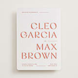 "Boldly" - Letterpress Wedding Invitations in Neon Orange by Blustery August - Front