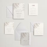 "Gilded Palm" - Letterpress Wedding Invitations in Ash by Melinda Denison - Invitation Suite