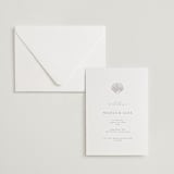 "Simple Seashell" - Letterpress Wedding Invitations in Dove Grey by Hannah Bowman - Invitation with Envelope