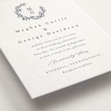 "Wreathed Monogram" - Letterpress Wedding Invitations in Stone by Katherine Moynagh - Detail