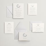 "Wreathed Monogram" - Letterpress Wedding Invitations in Stone by Katherine Moynagh - Invitation Suite