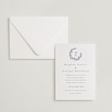 "Wreathed Monogram" - Letterpress Wedding Invitations in Stone by Katherine Moynagh - Invitation with Envelope