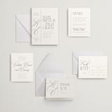 "Sidebar" - Letterpress Wedding Invitations in Ash by Everett Paper Goods - Invitation Suite