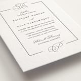 "Monogram Border" - Letterpress Wedding Invitations in Soft Black by Amy Payne - Detail