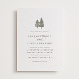 "Evergreens" - Letterpress Wedding Invitations in Olive by Itsy Belle Studio - Front