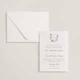 "Flourishing Crest" - Letterpress Wedding Invitations in Stone by Olivia Raufman - Invitation with Envelope