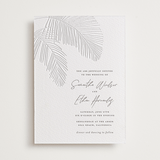 "Palm Arbor" - Letterpress Wedding Invitations in Graphite by Owl and Toad - Front
