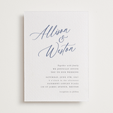 "Statement Names" - Letterpress Wedding Invitations in Lapis by Hooray Creative - Front