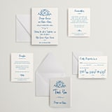 "Sketched Crest" - Letterpress Wedding Invitations in Sapphire by Jenna Holcomb - Invitation Suite