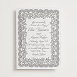 "Bridal Veil" - Letterpress Wedding Invitations in Gravel by Katharine Watson - Front