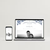 "Porcelain Garden" - Letterpress Wedding Invitations in Lapis by Corinne Malesic - Free Wedding Website